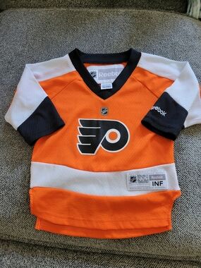 Reebok Kids Philadelphia Flyers Orange and White Hockey Jersey 12 To 24 Mo